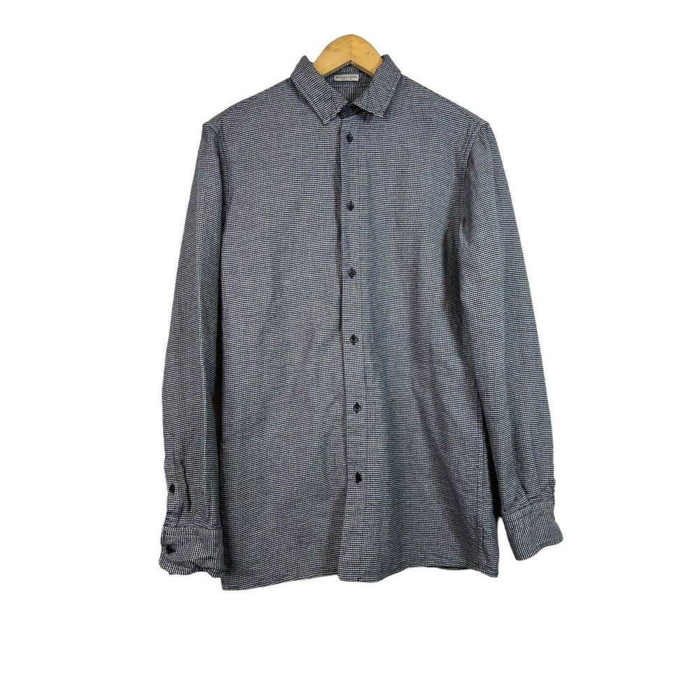 Bottega Veneta Mens Houndstooth Long Sleeve Button Down Shirt Size 46 / M